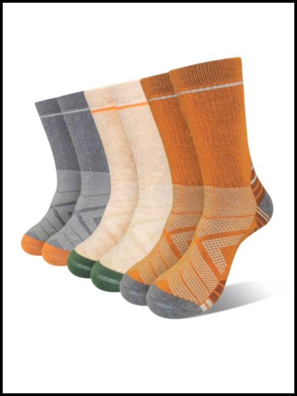 Merino Wool Hiking Socks Women 3 Pairs Full Cushion Crew Arch Support Seamless